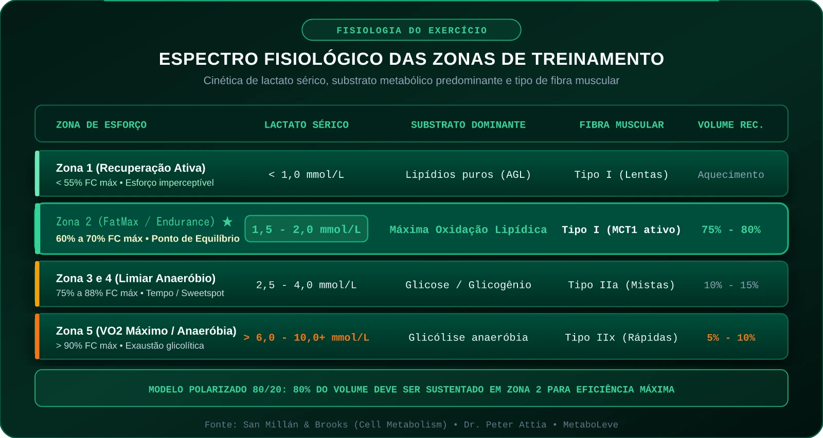 Espectro Fisiológico das Zonas de Treinamento